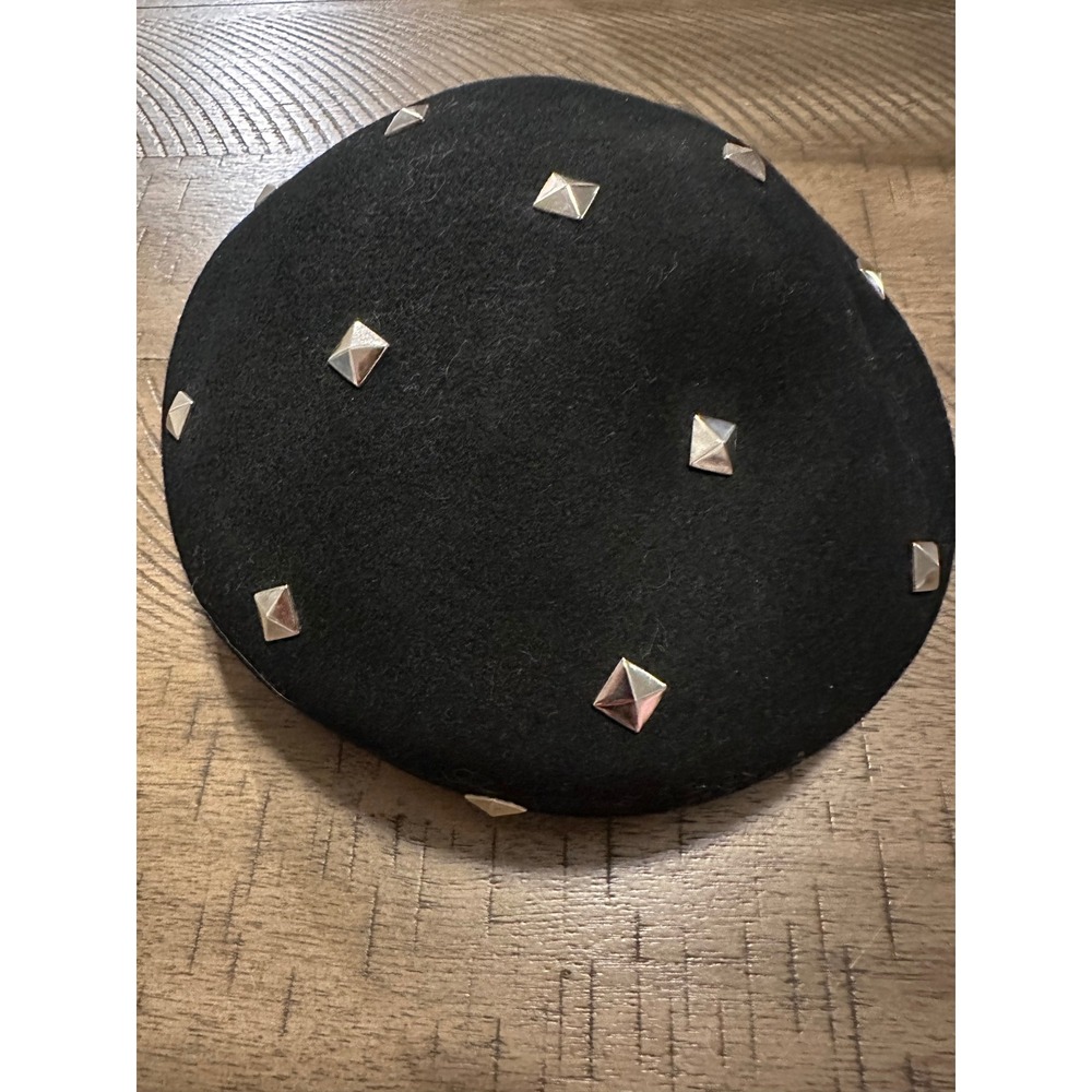 August Hats Black Wool Felt Studded Beret – Sample Piece (Rare)